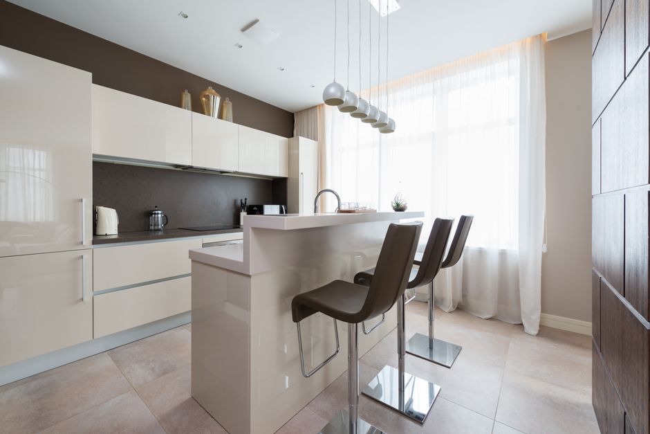 Beautiful kitchen island with custom shaker cabinets